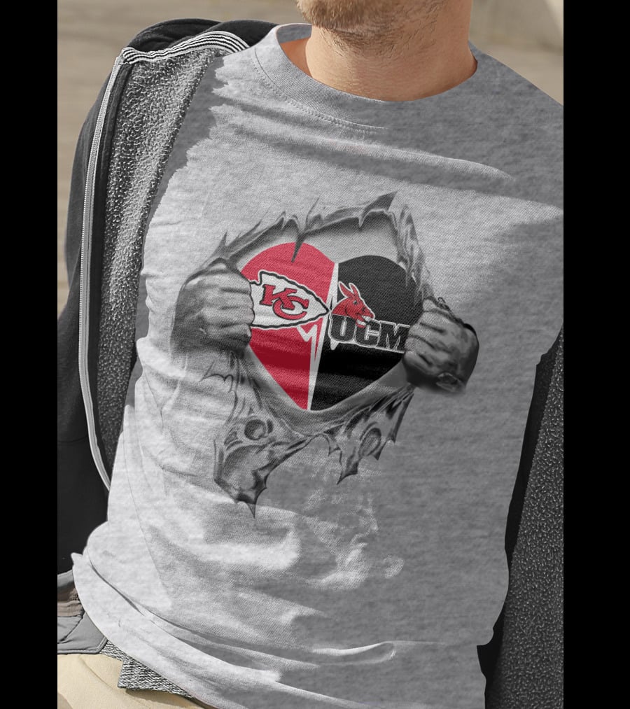 Heart Of Kansas City Chiefs And Ucm Mules Passion T-Shirt