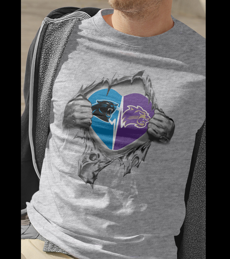 Panthers Western Carolina Catamounts Heart Logo Fusion T-Shirt