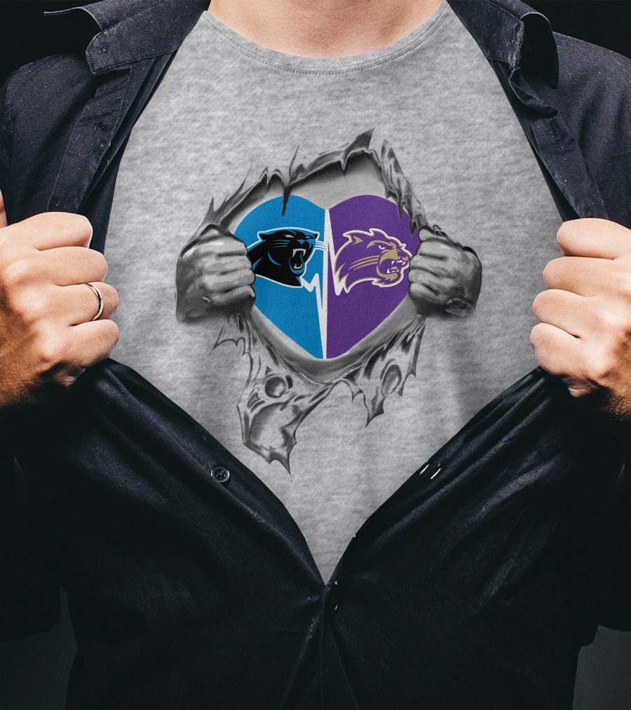 Panthers Western Carolina Catamounts Heart Logo Fusion T-Shirt