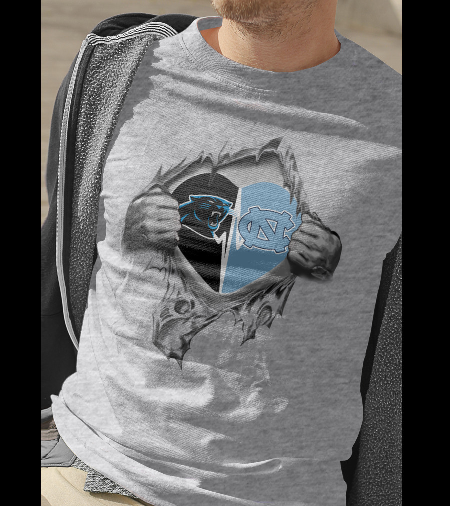 Panthers North Carolina Tar Heels Logos Heart Design It's In My Heart T-Shirt