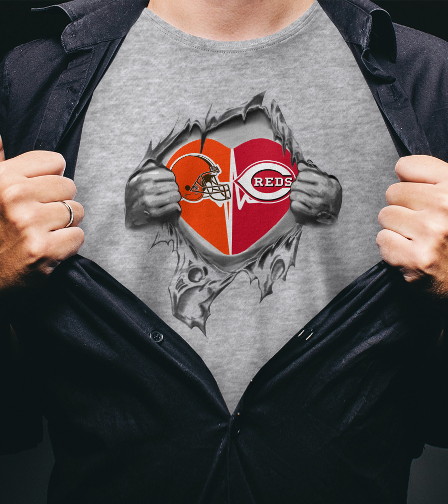 Browns Cincinnati Reds Heart Logo Passion Fusion T-Shirt