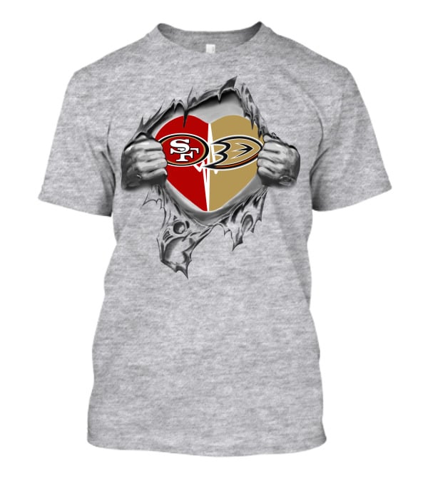 49ers Anaheim Ducks Heart T-Shirt