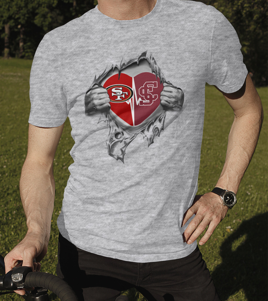 49ers Santa Clara Broncos Heart T-Shirt