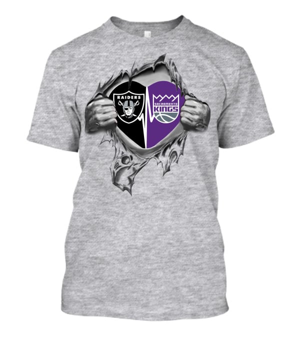 Raiders Sacramento Kings Heart Logo Mashup T-Shirt