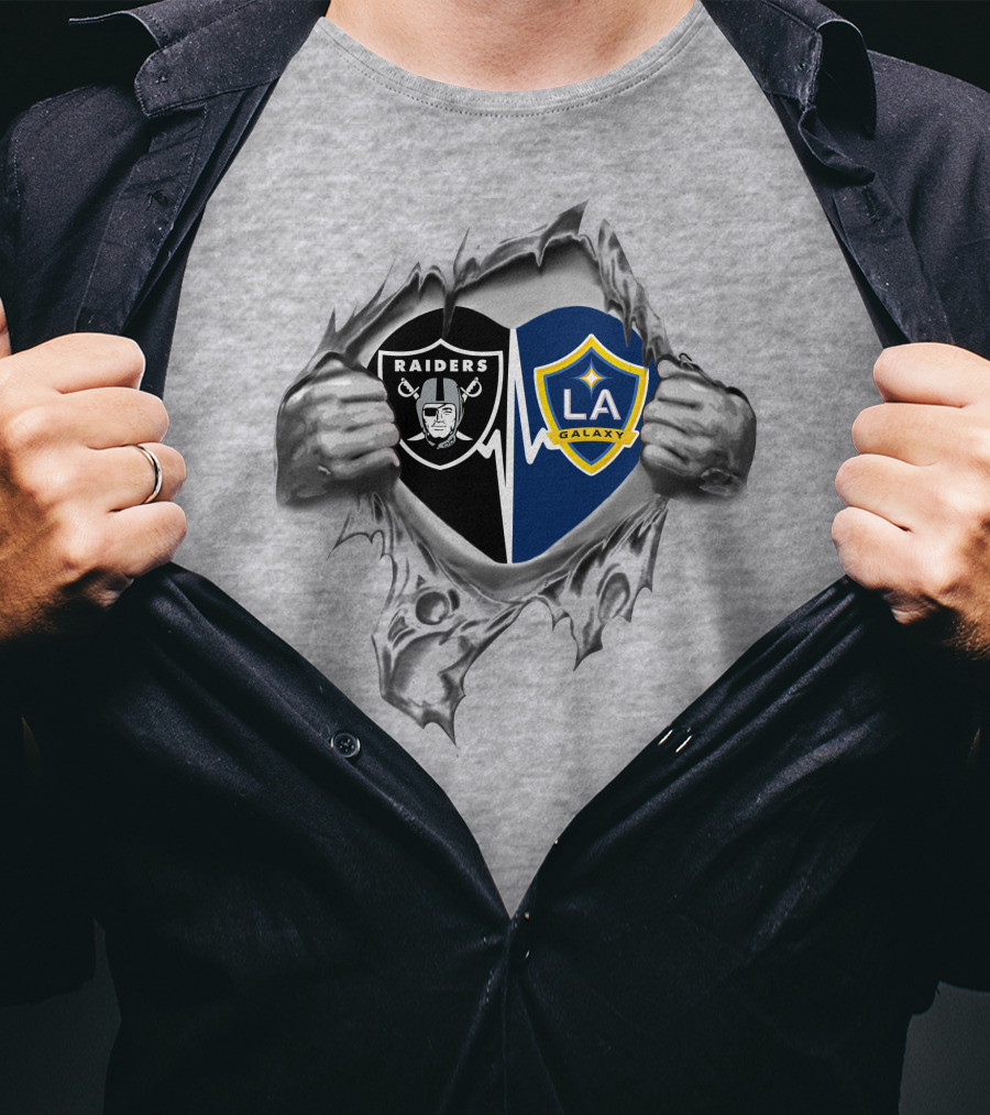 Raiders La Galaxy Heart Design With 321 Raiders It's In My Heart T-Shirt