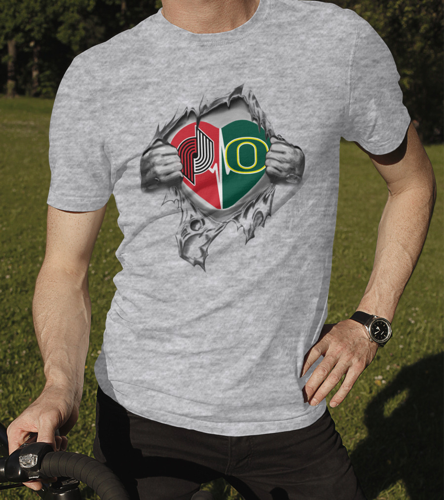 Portland Blazers Oregon Ducks Heart Design 362 T-Shirt