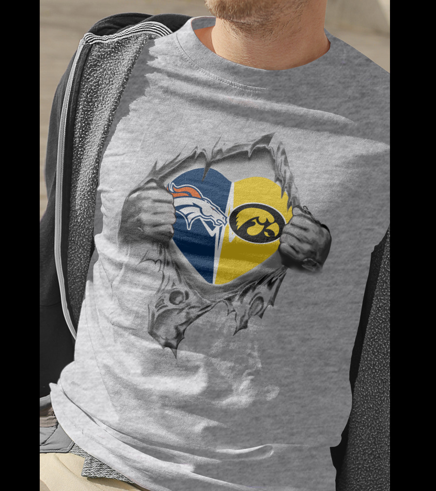 Broncos Iowa Hawkeyes Heart T-Shirt
