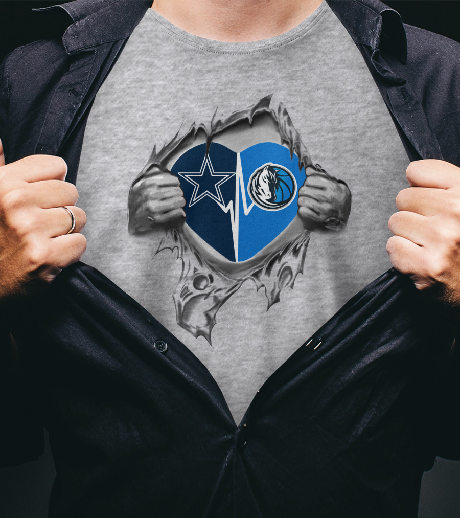 Cowboys Dallas Mavericks Heart Logo Art T-Shirt