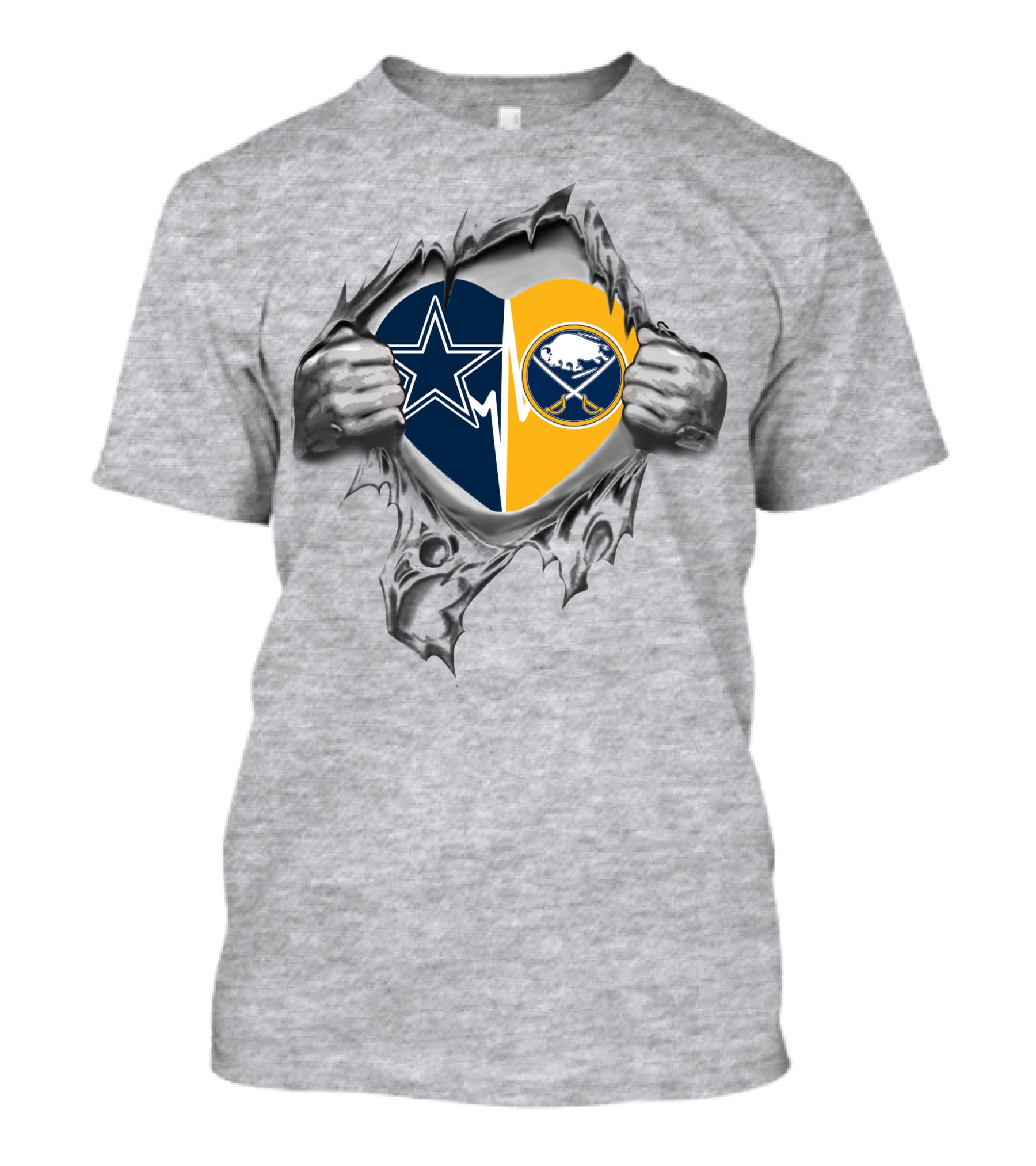 Cowboys Sabres Heart Tear T-Shirt