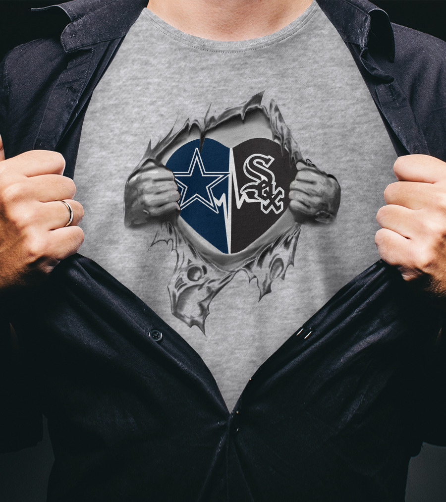 Cowboys Chicago White Sox Heart Torn T-Shirt