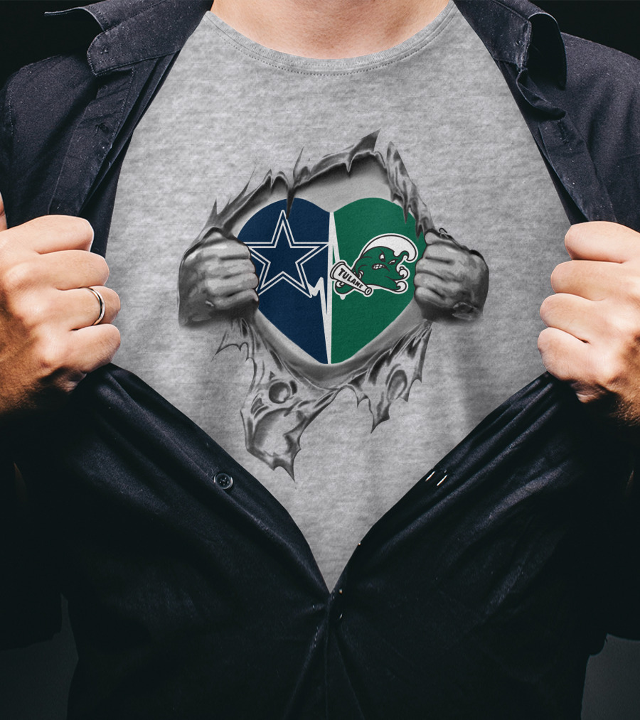 Cowboys Tulane Green Wave Heart Symbol T-Shirt