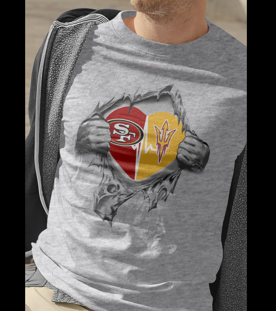 San Francisco 49ers Arizona State Sun Devils Heartbeat Passion T-Shirt