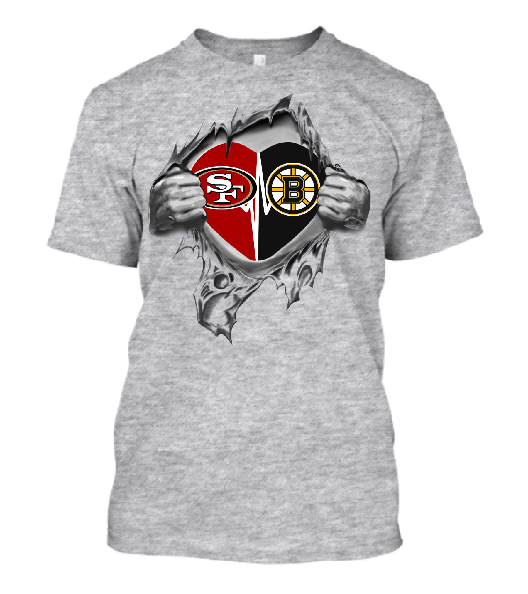 49ers Bruins Heart Torn T-Shirt