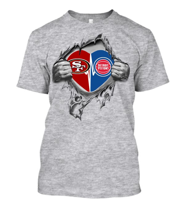 49ers Detroit Pistons Heart Logo Fandom Passion T-Shirt