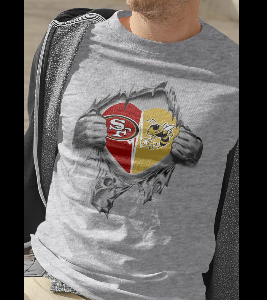 49ers Georgia Tech Yellow Jackets Heart T-Shirt