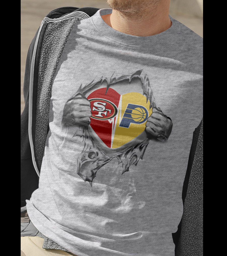 49ers Indiana Pacers Heart Torn Open T-Shirt