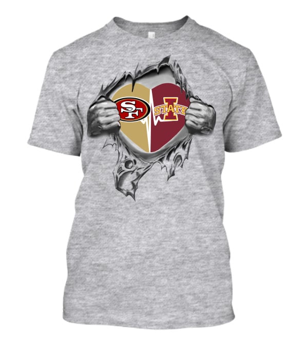 49ers Iowa State Cyclones Heart Logo Tear T-Shirt