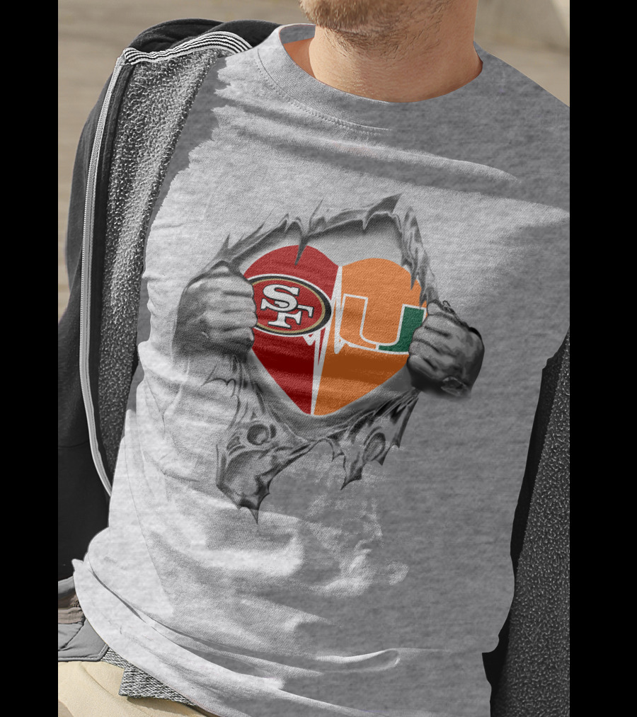 49ers Miami Hurricanes Sf Heart T-Shirt