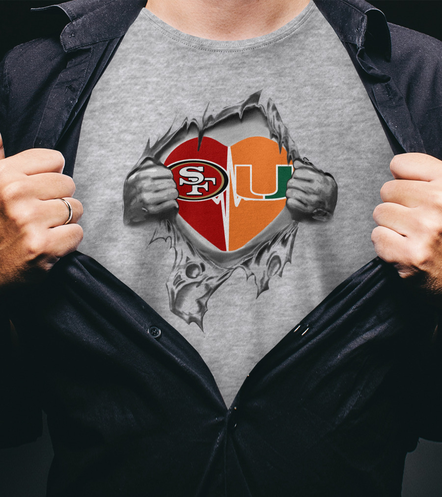 49ers Miami Hurricanes Sf Heart T-Shirt