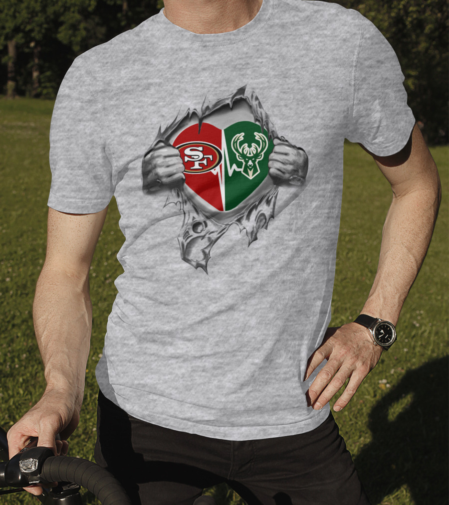 49ers Milwaukee Bucks Heart T-Shirt