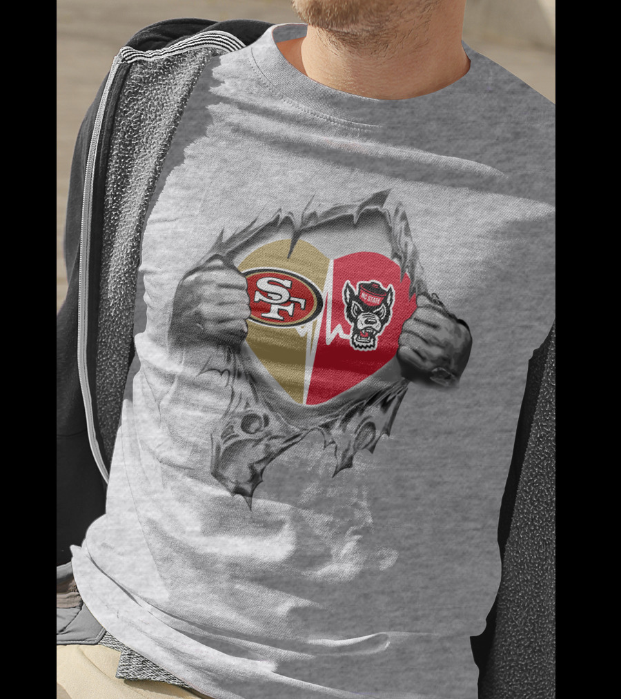 49ers Nc State Wolfpack Heartbeat Fan Loyalty T-Shirt