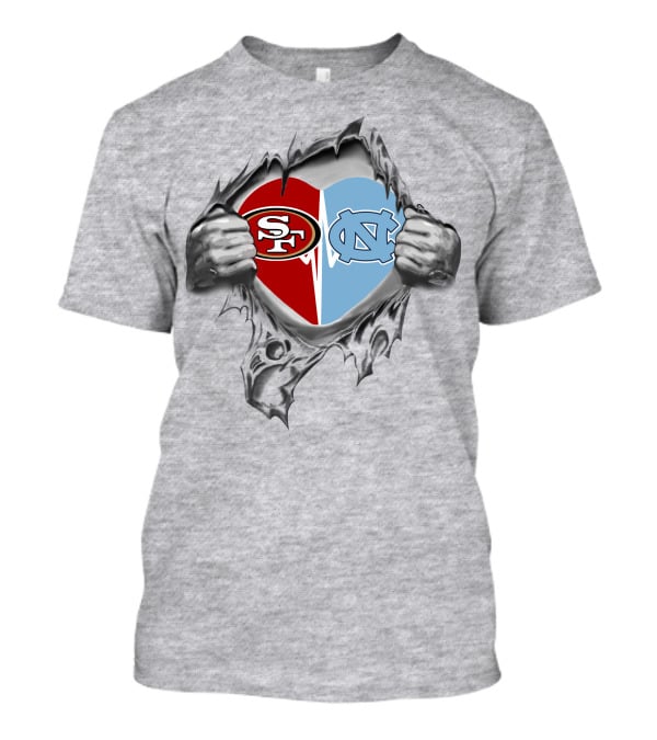 49ers San Francisco North Carolina Tar Heels Heart Symbol T-Shirt