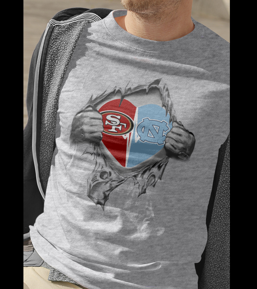 49ers San Francisco North Carolina Tar Heels Heart Symbol T-Shirt