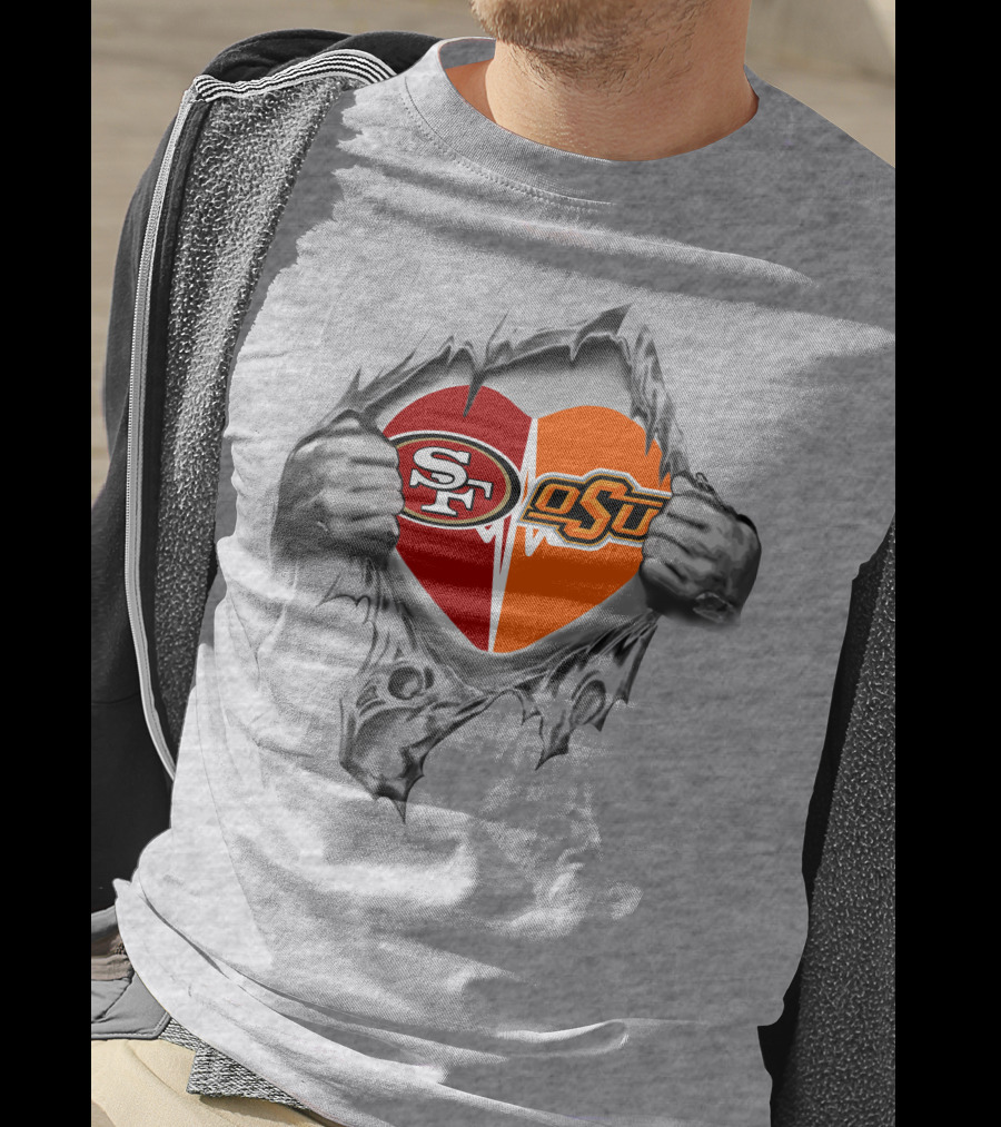 49ers Oklahoma State Cowboys Heartbeat Passion T-Shirt