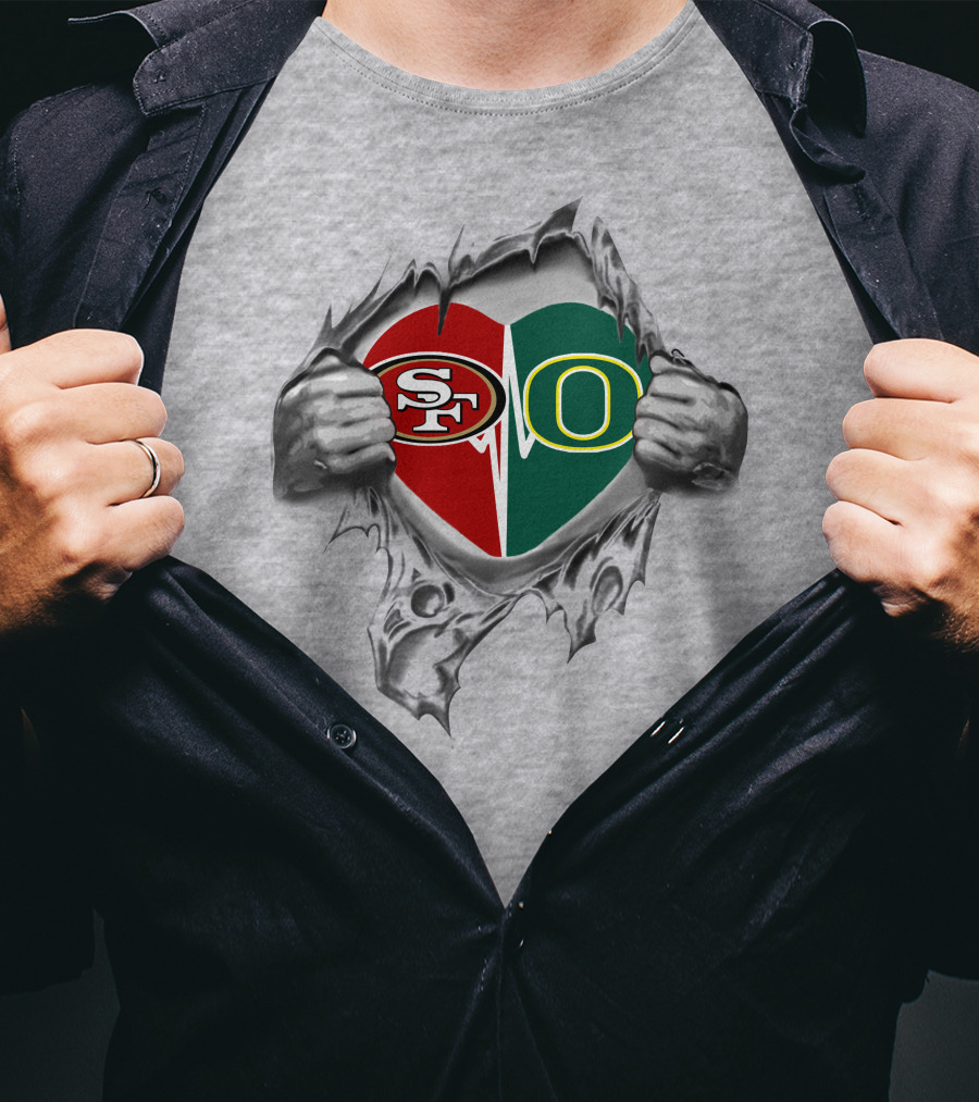 49ers Oregon Ducks Heartbeat Passion T-Shirt
