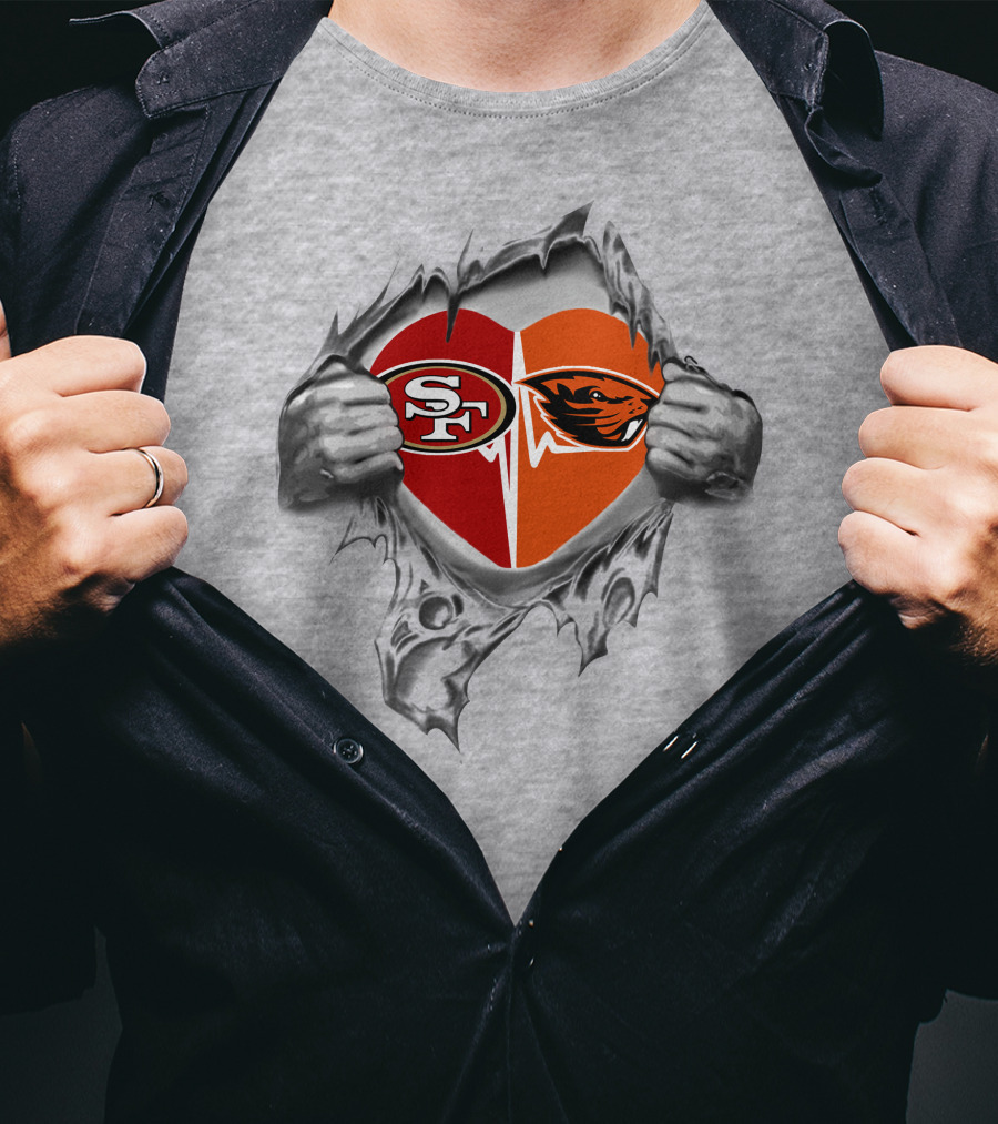 49ers Oregon State Beavers Heart Design It's In My Heart T-Shirt