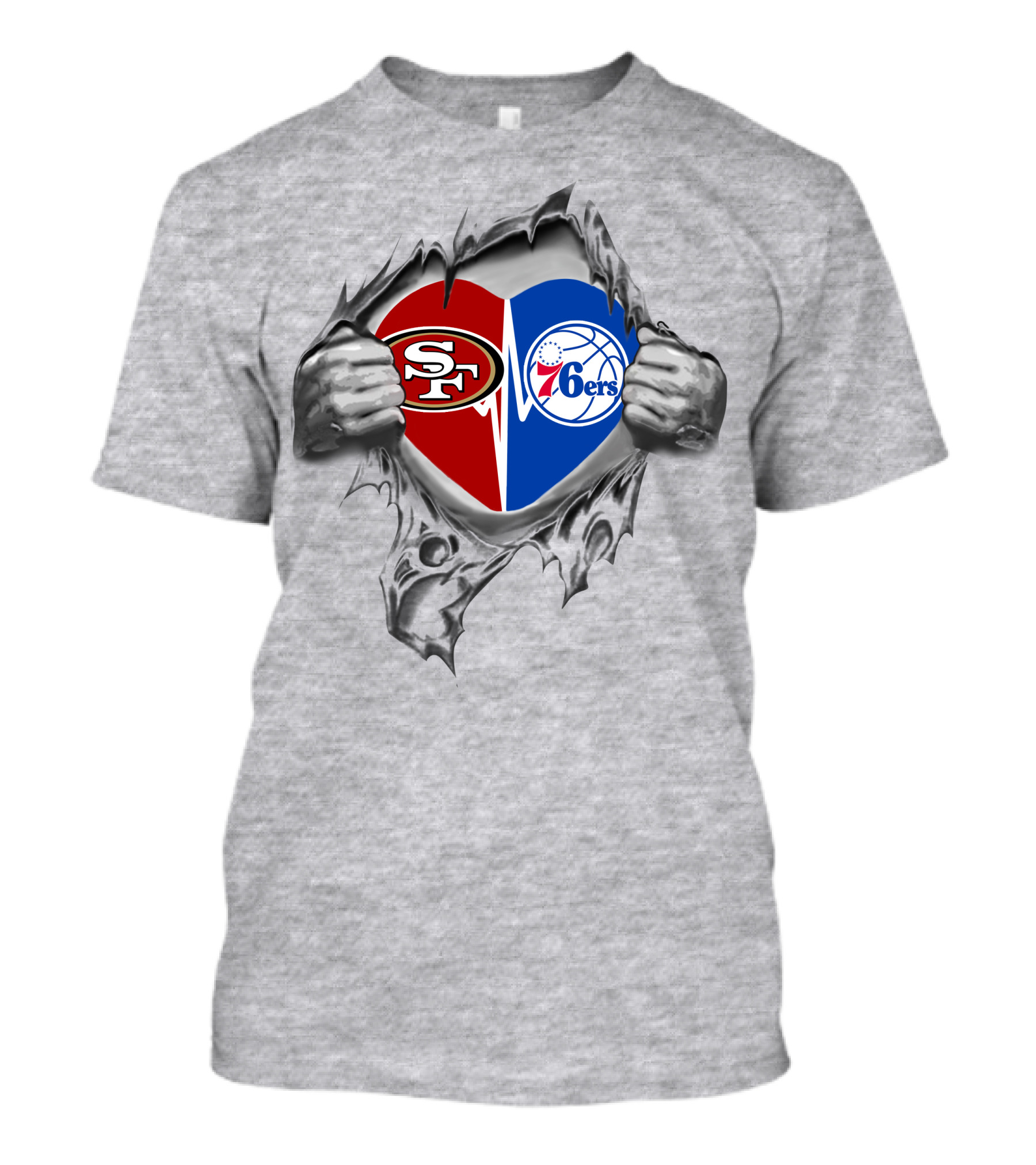 49ers 76ers Heart Showcasing Loyalty T-Shirt