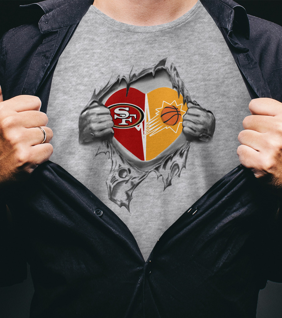 49ers Phoenix Suns Heart Tearing Hands T-Shirt