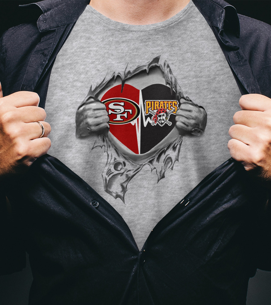 49ers Pittsburgh Pirates Heart T-Shirt