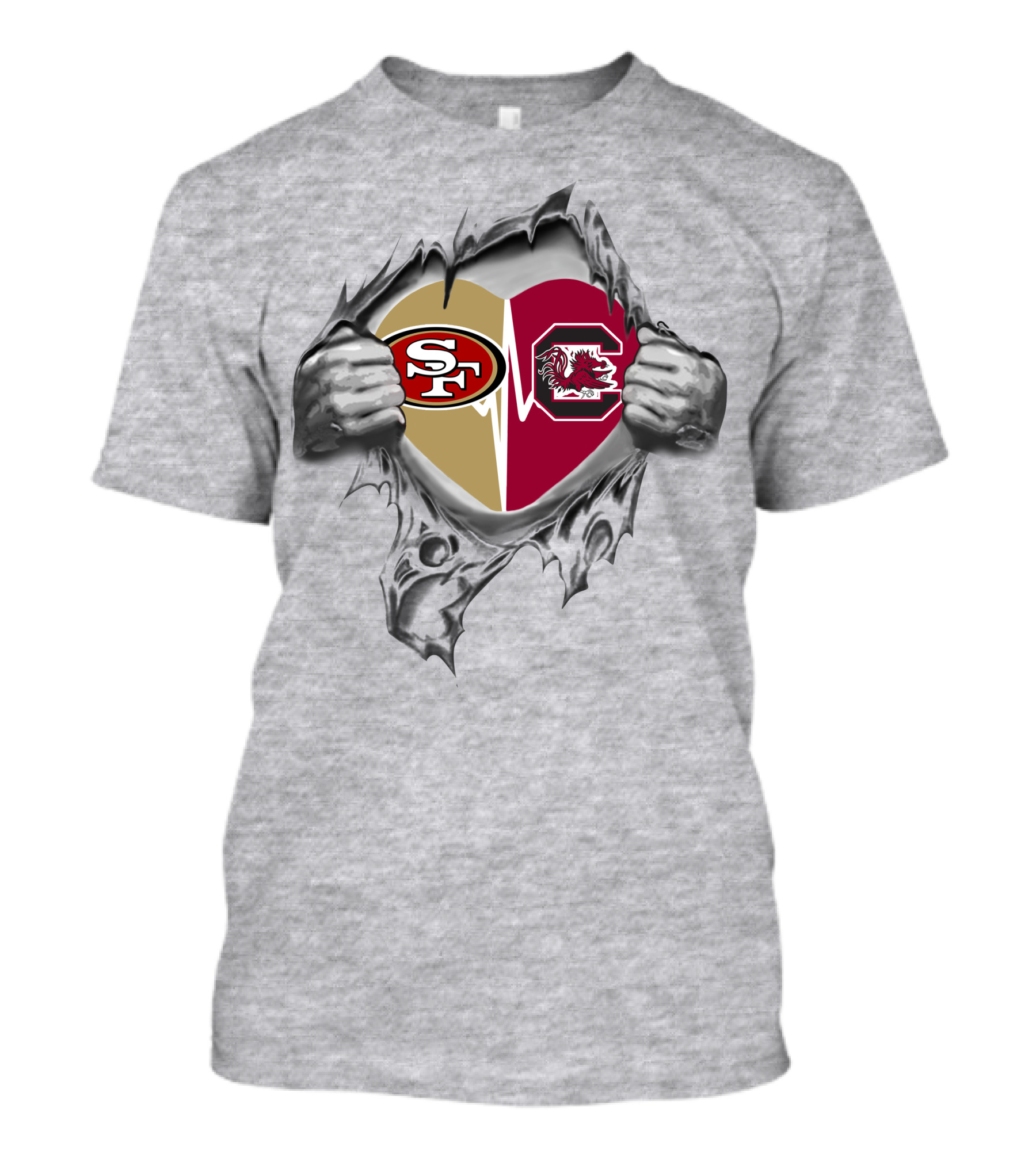 49ers South Carolina Gamecocks Heart T-Shirt