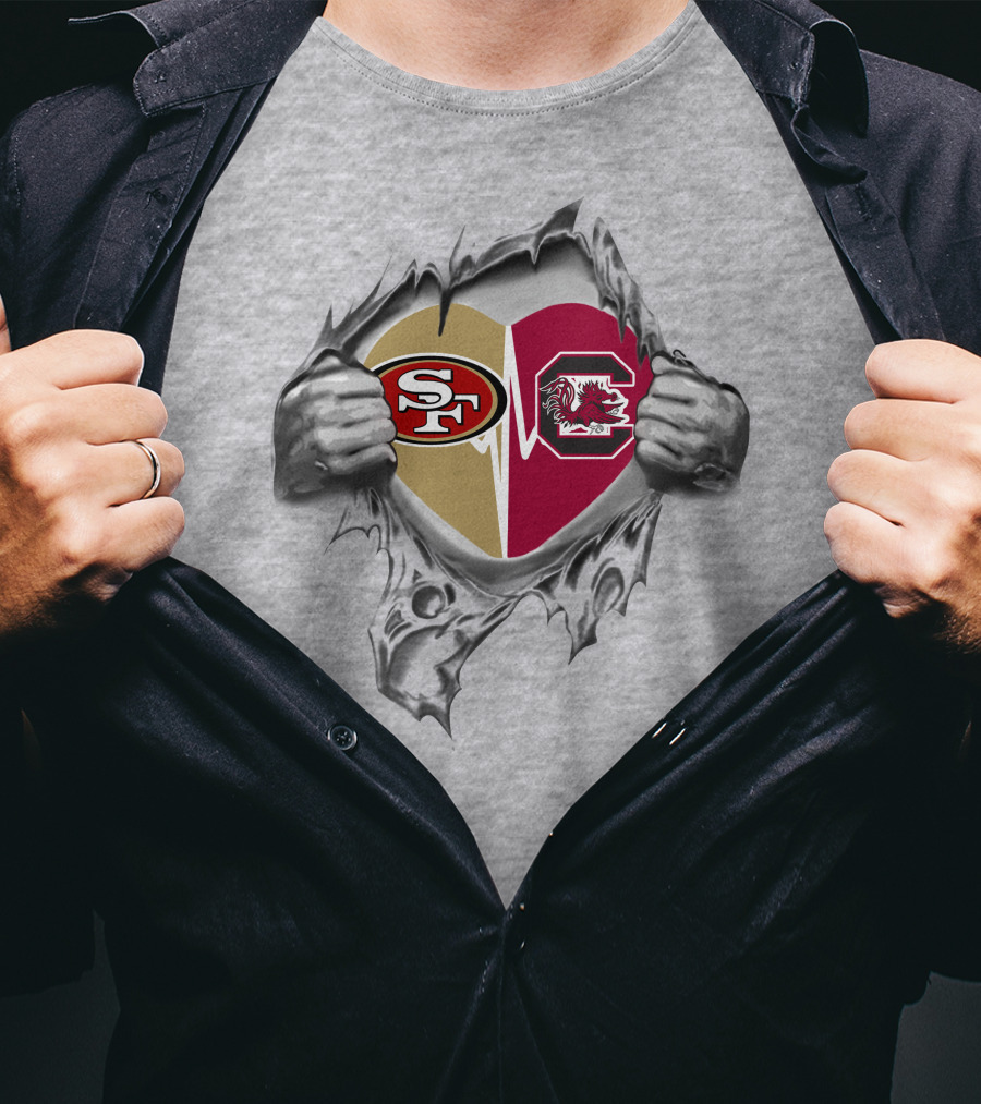 49ers South Carolina Gamecocks Heart T-Shirt