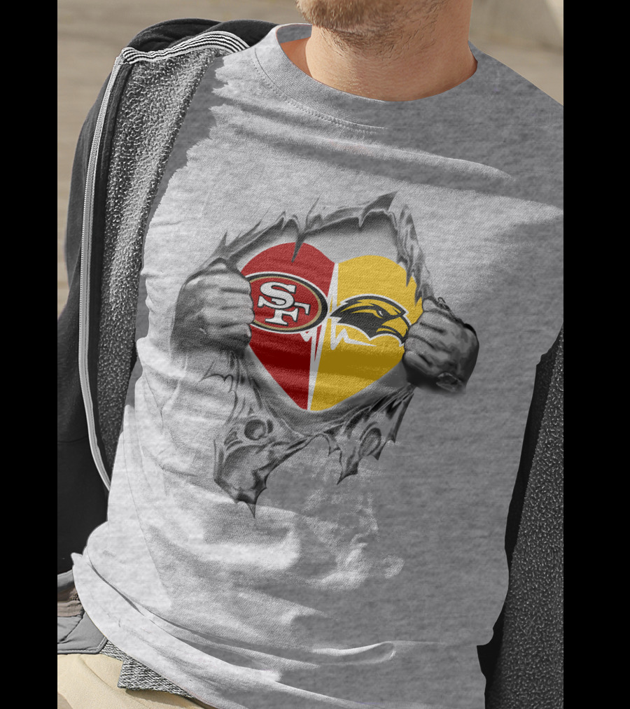 49ers Southern Mississippi Golden Eagles Heart T-Shirt