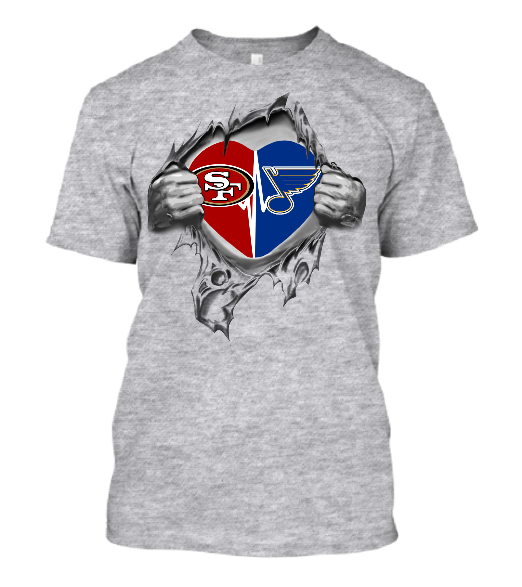 49ers St Louis Blues Heart Logo Fusion T-Shirt