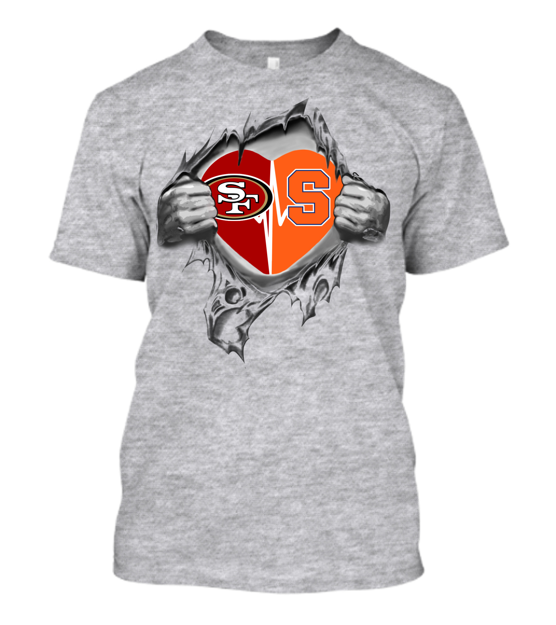 49ers Sf Syracuse Orange Heart Tear T-Shirt