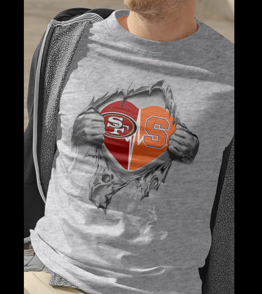 49ers Sf Syracuse Orange Heart Tear T-Shirt