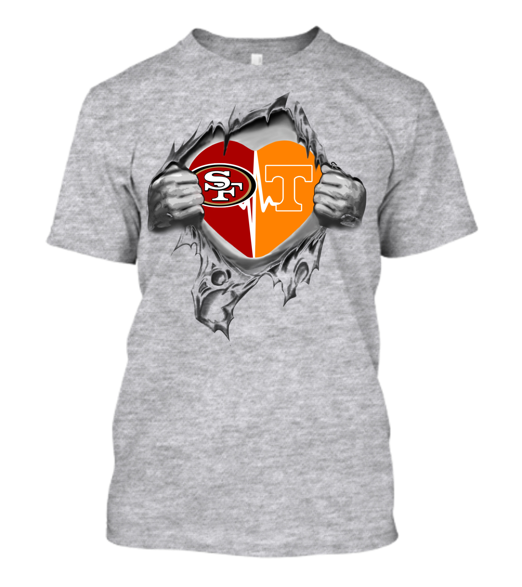 49ers Tennessee Volunteers Heart Inside Passion T-Shirt