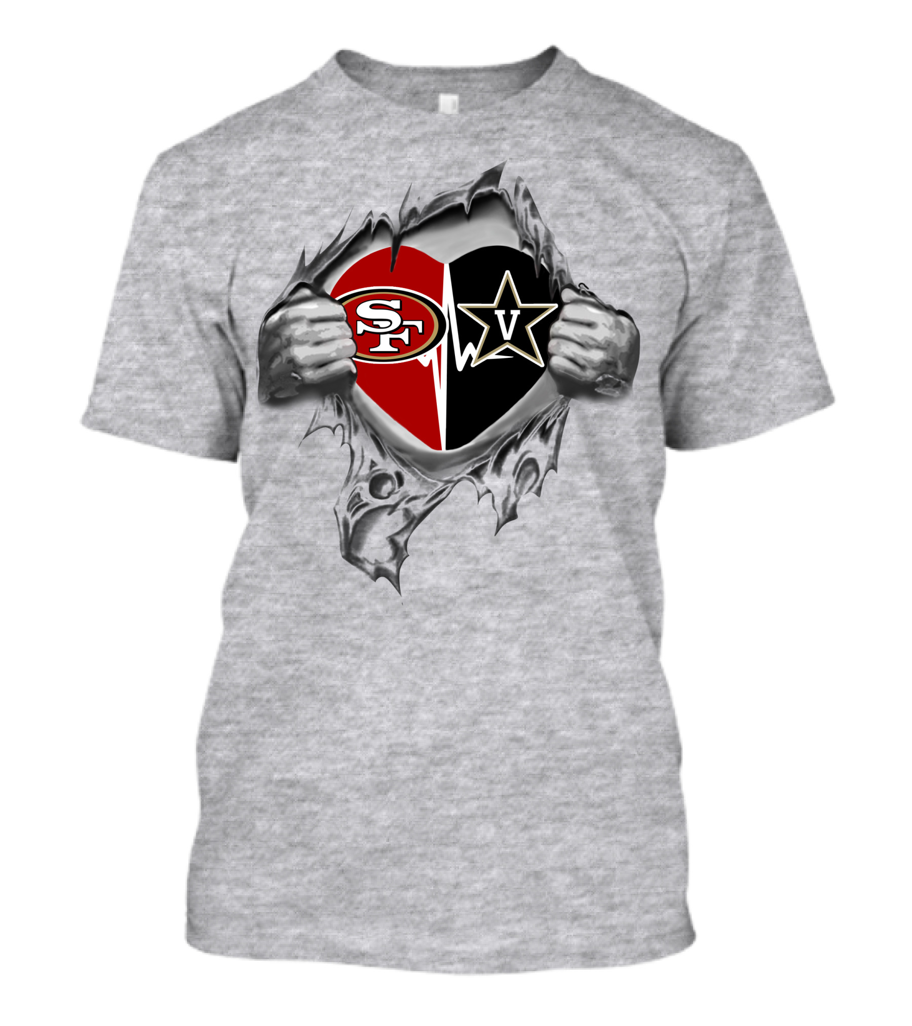 49ers Vanderbilt Commodores Heart Logo Combination T-Shirt