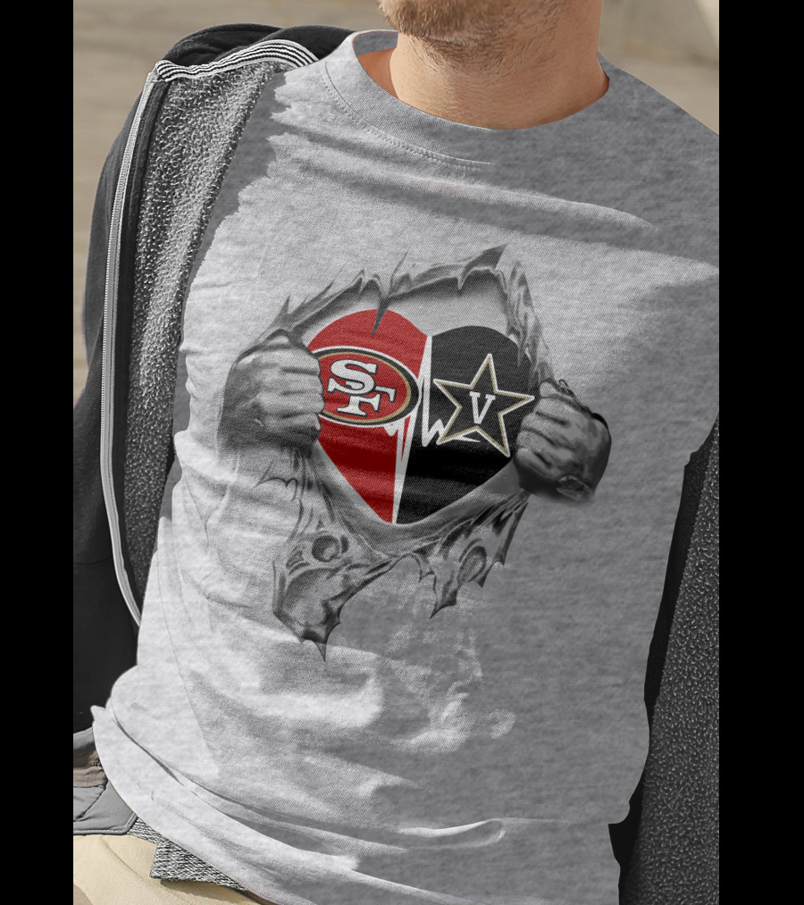 49ers Vanderbilt Commodores Heart Logo Combination T-Shirt
