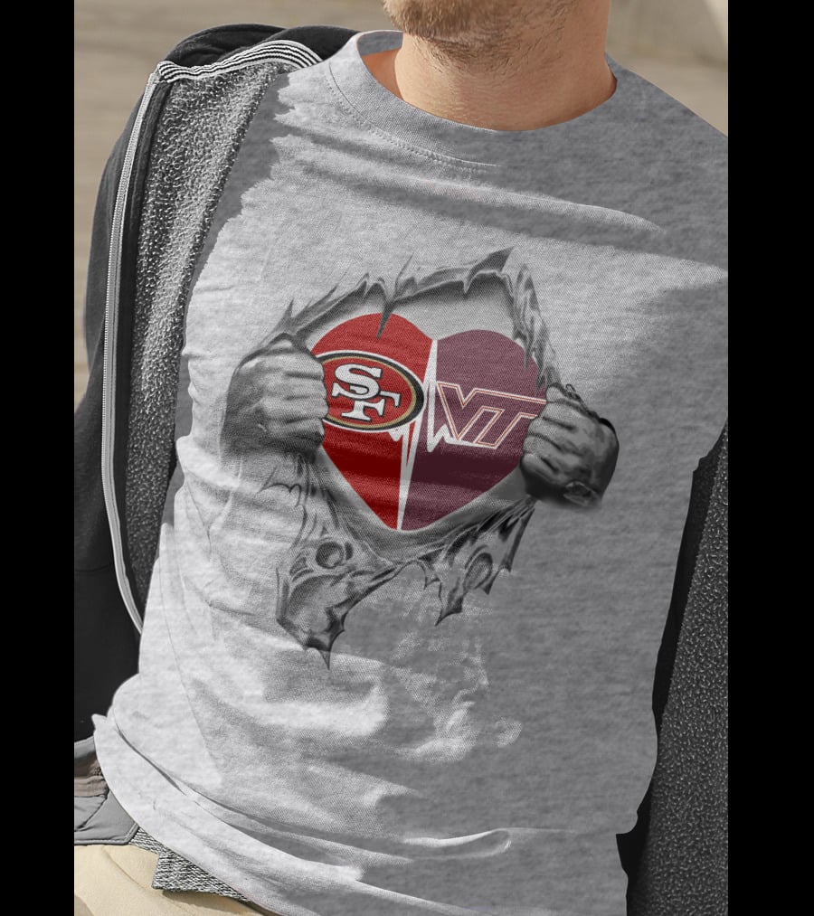 49ers Sf Virginia Tech Vt Heart T-Shirt