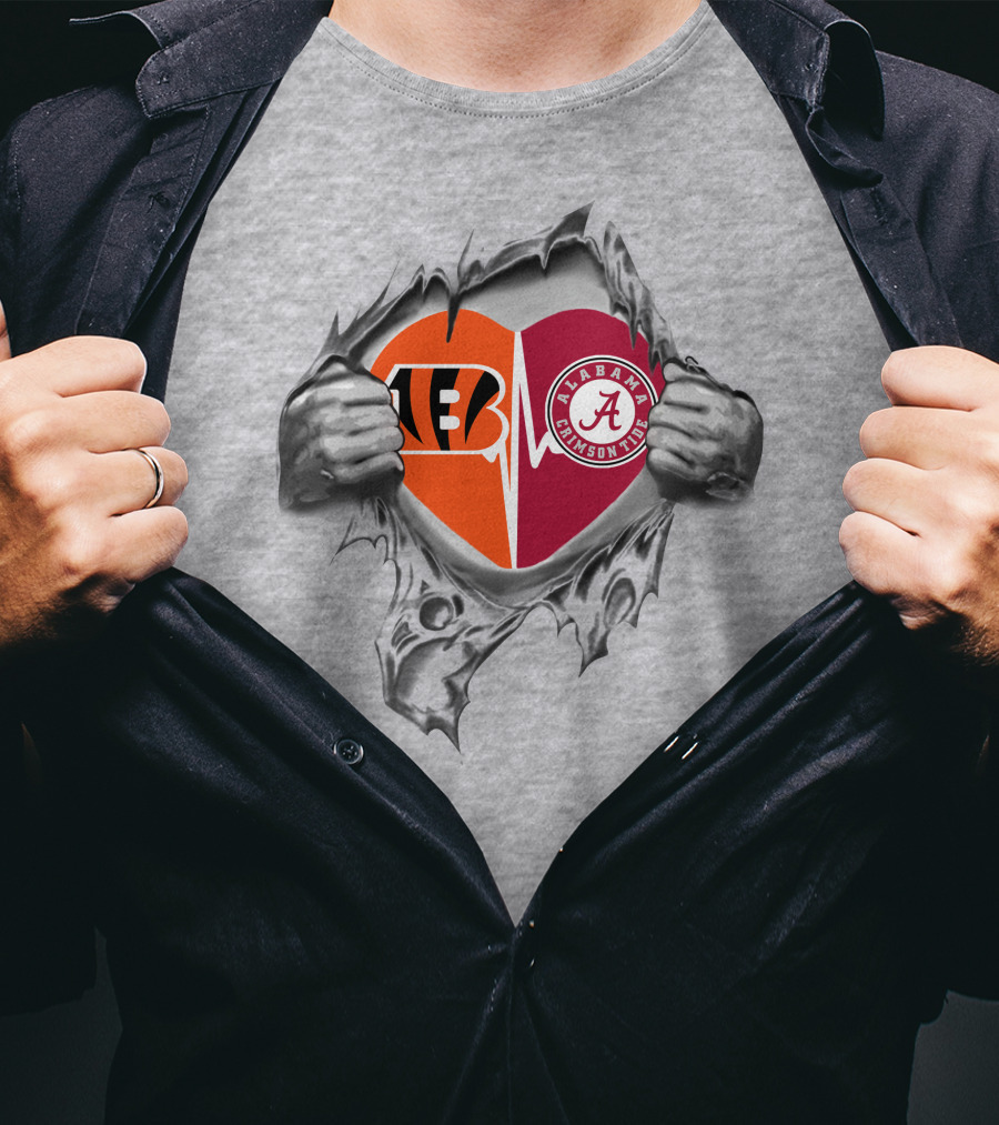 Bengals Alabama Crimson Tide Heart T-Shirt