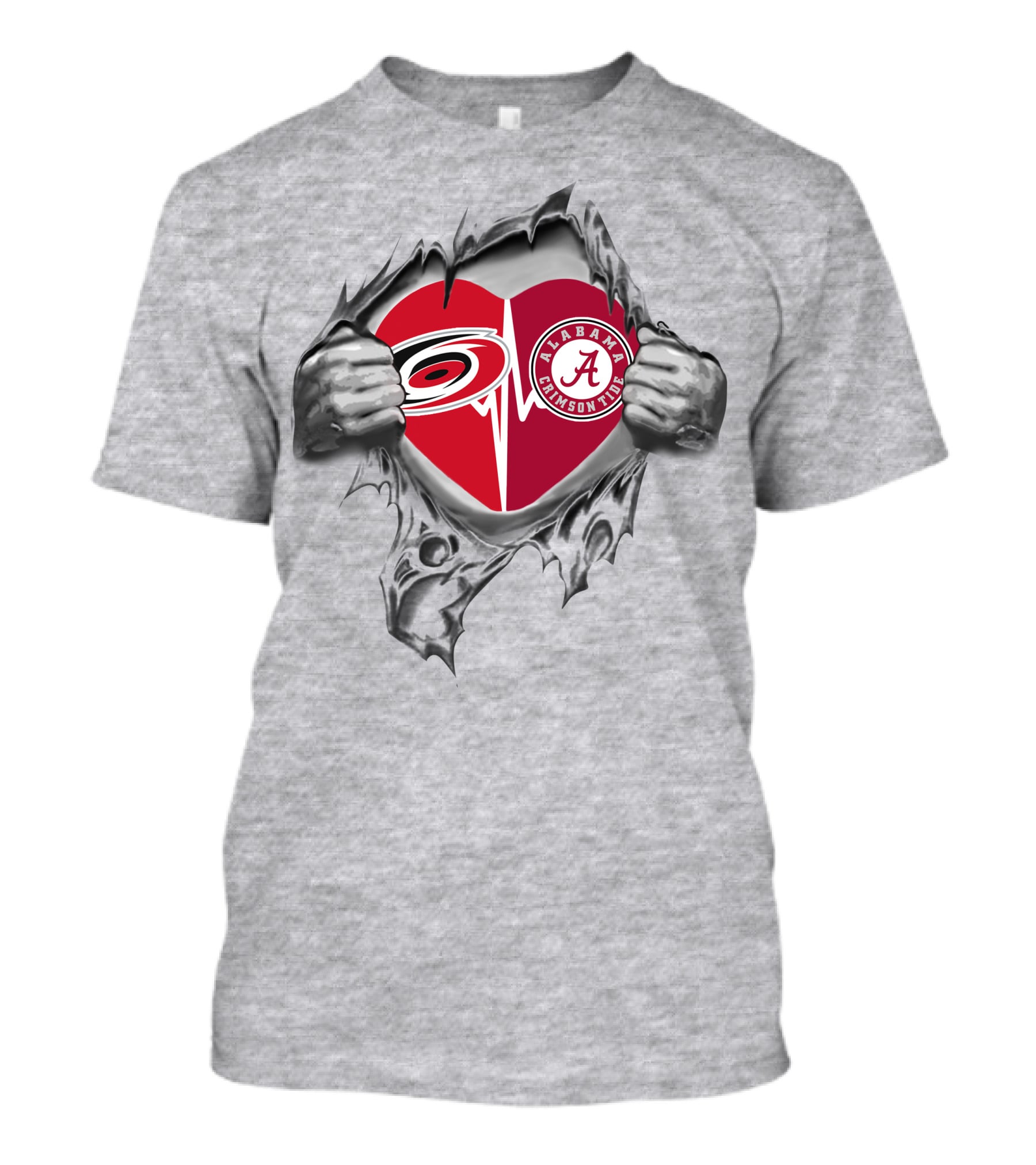 Carolina Hurricanes Alabama Crimson Tide Heart T-Shirt