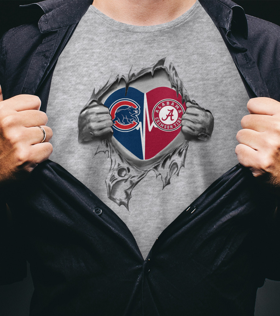 Chicago Cubs Alabama Crimson Tide Heart T-Shirt