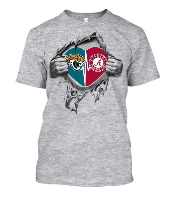 Jaguars Alabama Crimson Tide Dual Heart Blend T-Shirt