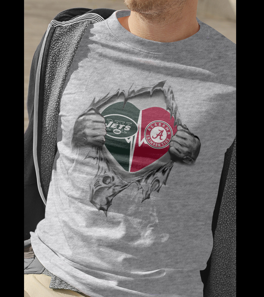Jets Alabama Crimson Tide Heart T-Shirt