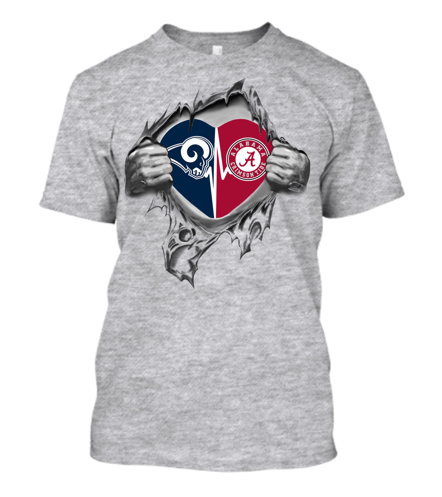 Rams Alabama Crimson Tide Heart Logo Fan Pride T-Shirt