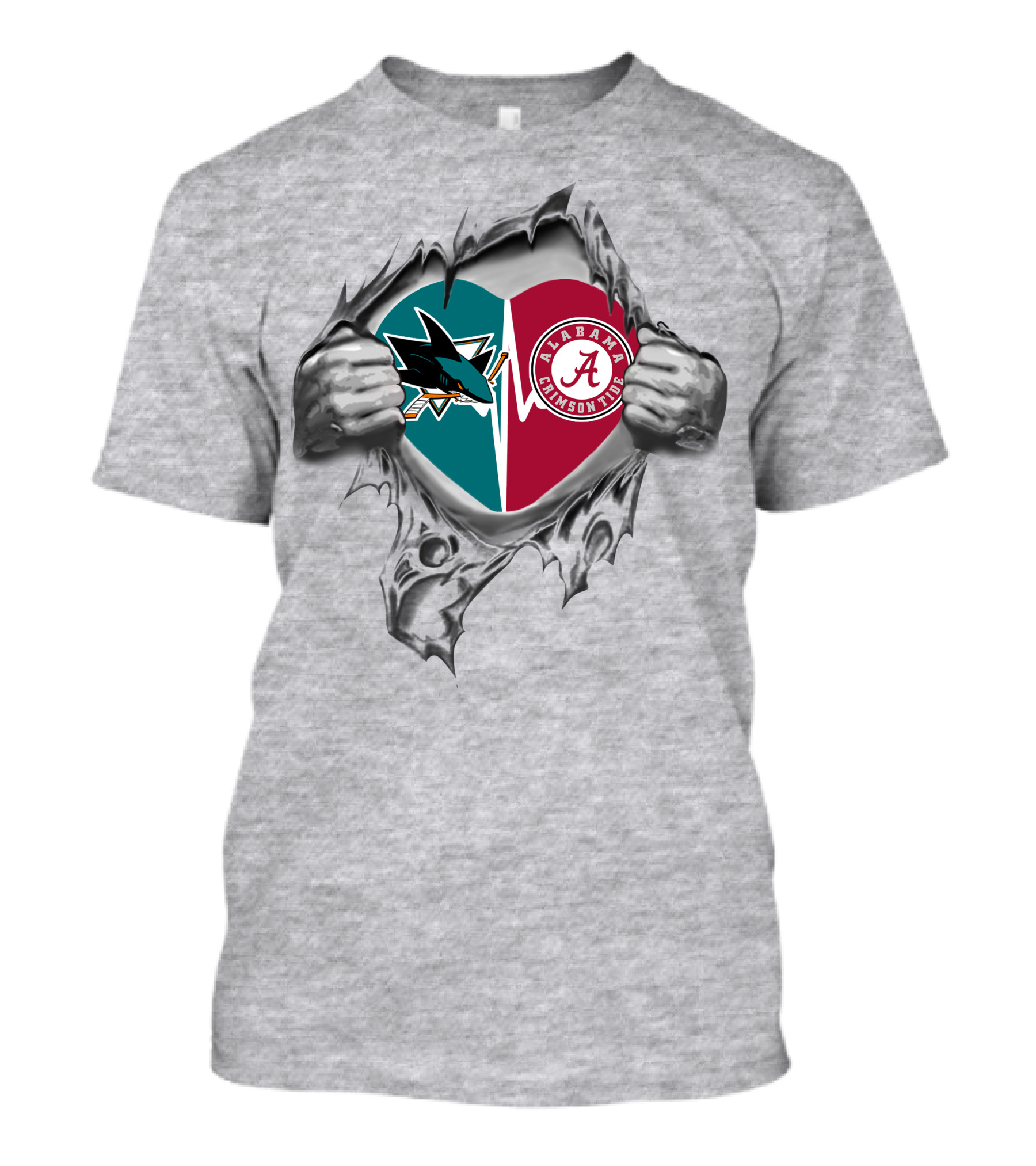 San Jose Sharks Alabama Crimson Tide Heart T-Shirt